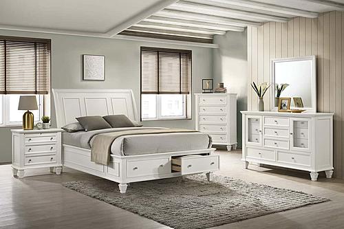 Sandy Beach Wood Storage Panel Bedroom Set Cream White by Coaster