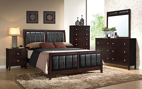 Carlton Upholstered Bedroom Set - Cappuccino & Black by Coaster