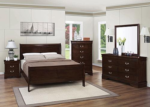Louis Philippe 5-piece Queen Panel Bedroom Set w/High Headboard Cappuccino by Coaster