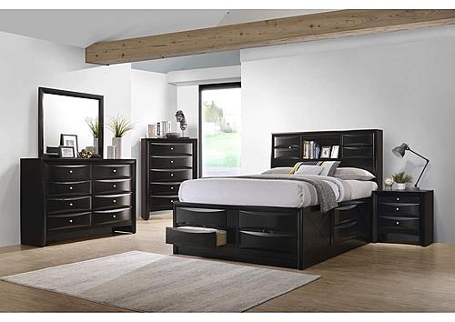 Briana 4-piece Queen Storage Bedroom Set w/Bookcase Headboard Black by Coaster