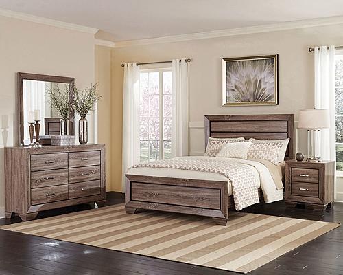 Kauffman 4-piece Queen Bedroom Set w/High Straight Headboard Washed Taupe by Coaster