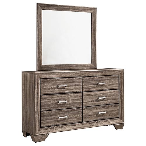 Kauffman 6-drawer Dresser w/Mirror Washed Taupe by Coaster