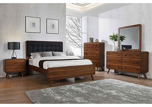 Robyn 5-piece Queen Bedroom Set w/Upholstered Tufted Headboard Dark Walnut by Coaster