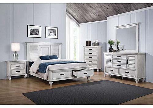 Franco 5-piece Eastern King Storage Bedroom Set Antique White by Coaster