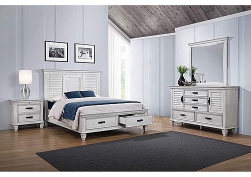 Franco 4-piece Queen Storage Bedroom Set Antique White by Coaster