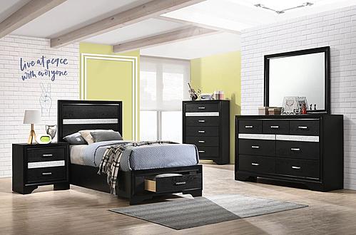 Miranda 4-piece Twin Storage Bedroom Set Black by Coaster