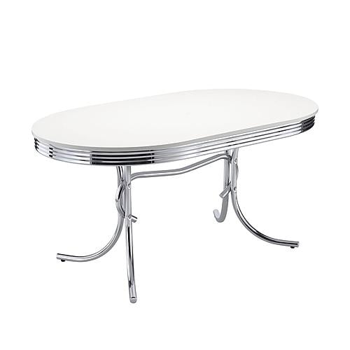 Retro 5-piece Oval Dining Set Glossy White and Black by Coaster