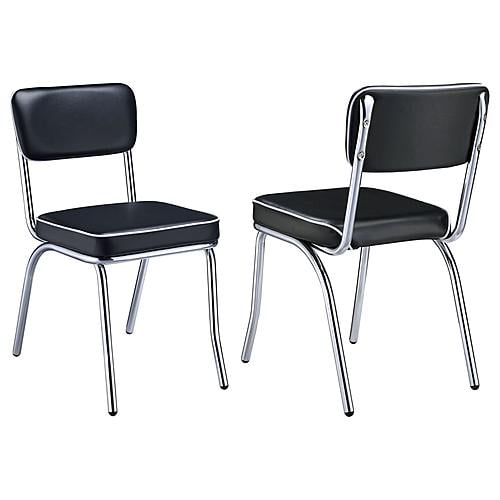 Retro Open Back Side Chairs Black and Chrome (Set of 2) by Coaster