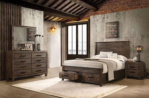 Woodmont 4-piece Queen Platform Bedroom Set Rustic Golden Brown by Coaster