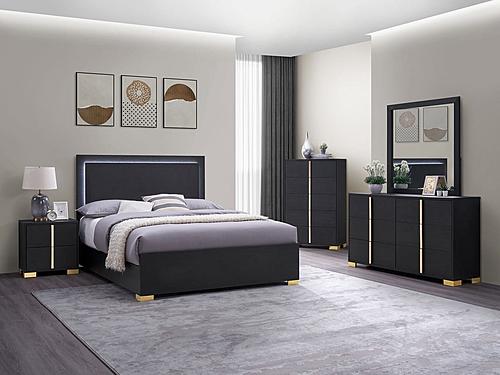 Marceline 5-piece Queen Bedroom Set w/LED Headboard Black by Coaster