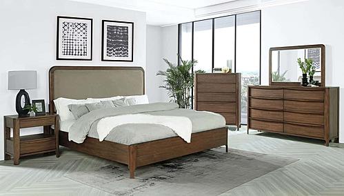 Maderia Upholstered Panel Bedroom Set Walnut by Coaster