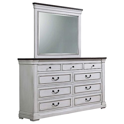 Hillcrest 9-drawer Dresser w/Mirror Dark Rum and White by Coaster
