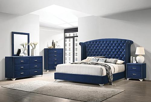 Melody Wingback Upholstered Bedroom Set - Pacific Blue by Coaster