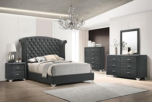 Melody Wingback Upholstered Bedroom Set - Gray by Coaster