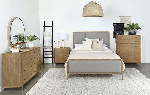 Arini 5-piece Upholstered Queen Bedroom Set Sand Wash and Grey by Coaster