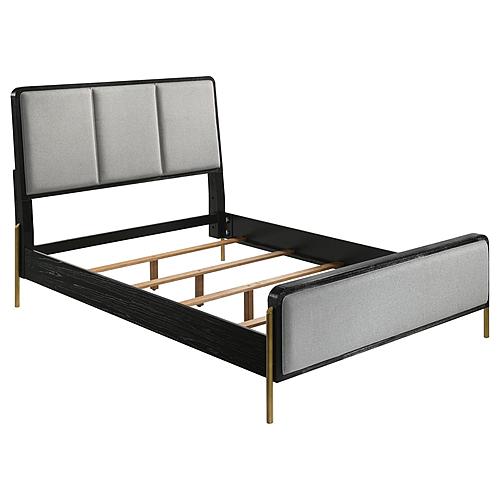 Arini Eastern King Bed w/Upholstered Headboard Black and Grey by Coaster