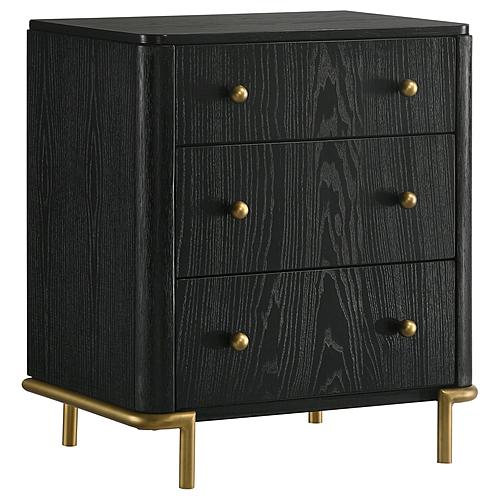 Arini 3-drawer Nightstand Bedside Table w/USB Outlet Black by Coaster
