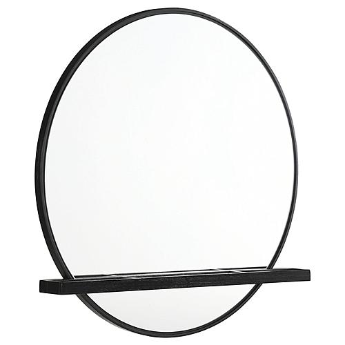 Arini Round Dresser Mirror w/Shelf Black by Coaster