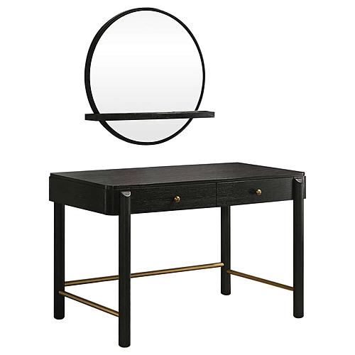Arini 2-piece Makeup Vanity Table w/Mirror Set Black by Coaster
