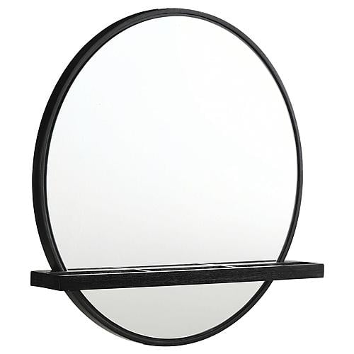 Arini Round Vanity Wall Mirror w/Shelf Black by Coaster