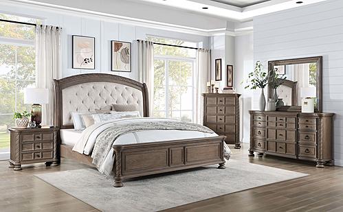 Emmett - Tufted Headboard Panel Bedroom Set - Walnut & Beige by Coaster