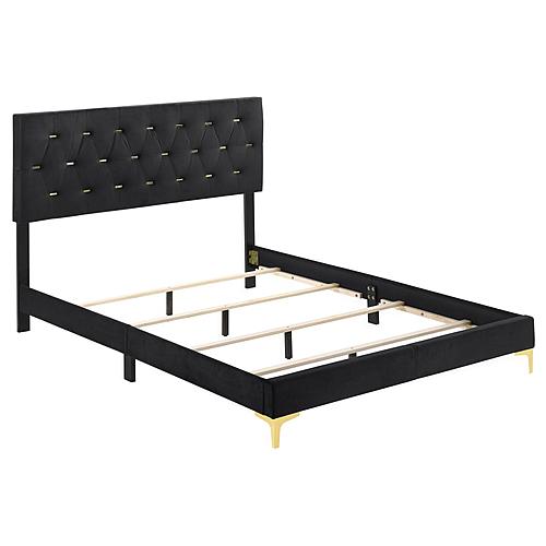 Kendall Tufted Panel California King Bed Black and Gold by Coaster