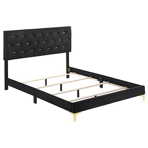 Kendall Tufted Panel Queen Bed Black and Gold by Coaster