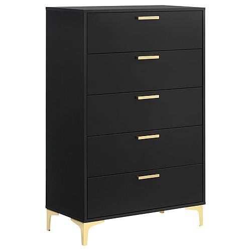 Kendall 5-drawer Chest Black and Gold by Coaster