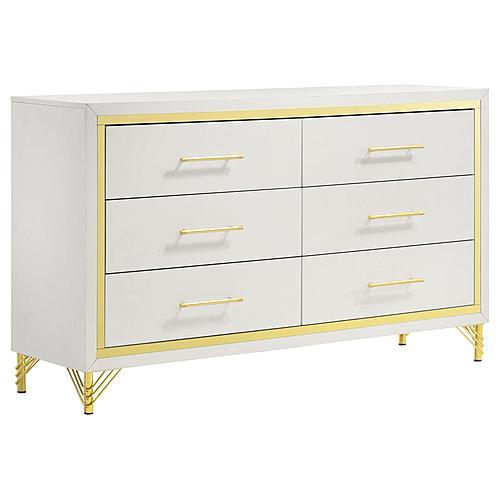 Lucia 6-drawer Bedroom Dresser White by Coaster