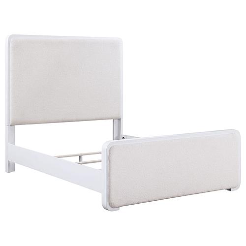Anastasia Boucle Upholstered Eastern King Panel Bed Pearl White and Beige by Coaster