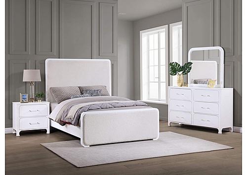 Anastasia 4-piece Boucle Upholstered California King Bedroom Set Pearl White and Beige by Coaster