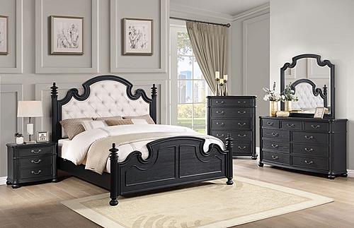 Celina 5-piece Queen Bedroom Set w/Upholstered Headboard Black and Beige by Coaster