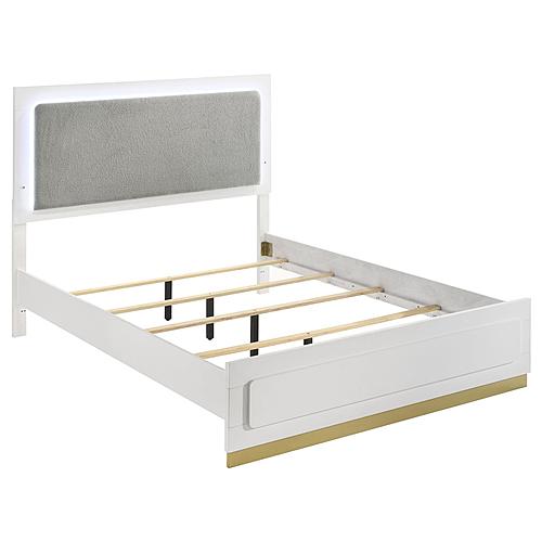Caraway Eastern King Bed w/LED Headboard White and Grey by Coaster