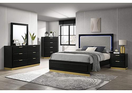 Caraway 5-piece Queen Bedroom Set w/LED Headboard Black and Grey by Coaster