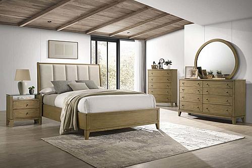 Granada Upholstered Panel Bedroom Set Natural Pine by Coaster