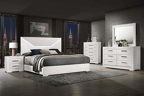 Ives 5-piece Queen Bedroom Set White High Gloss by Coaster