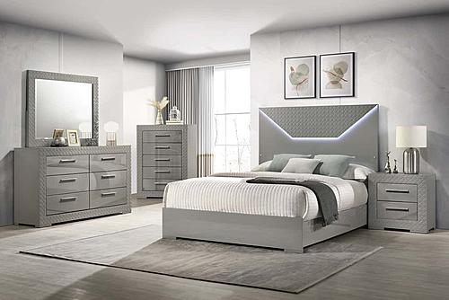 Ives 5-piece Queen Bedroom Set Grey High Gloss by Coaster