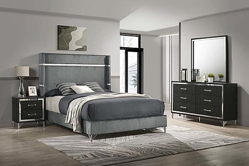 Lucia 4-piece Queen Bedroom Set Grey and Black by Coaster
