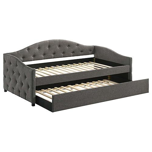 Sadie Upholstered Twin Daybed w/Trundle Grey by Coaster