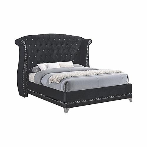Barzini Eastern King Tufted Upholstered Bed Black by Coaster