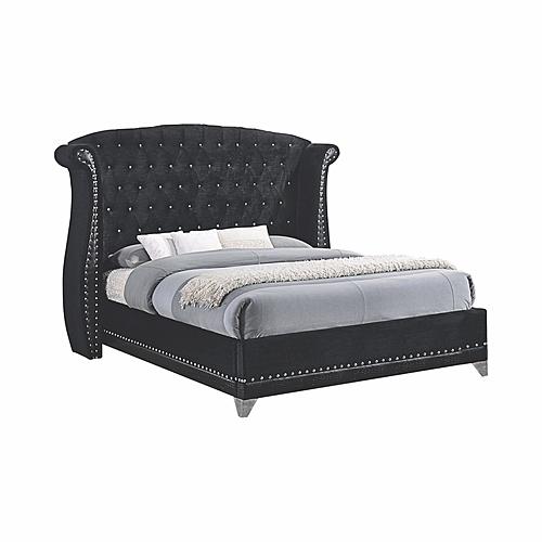 Barzini California King Tufted Upholstered Bed Black by Coaster