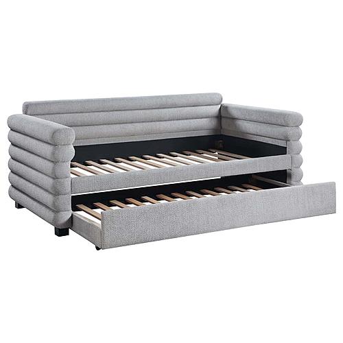 Patricia Boucle Upholstered Twin Daybed w/Trundle Grey by Coaster