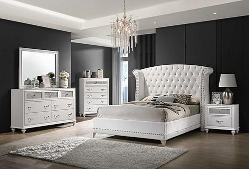Barzini 5-piece Queen Upholstered Tufted Bedroom Set White by Coaster