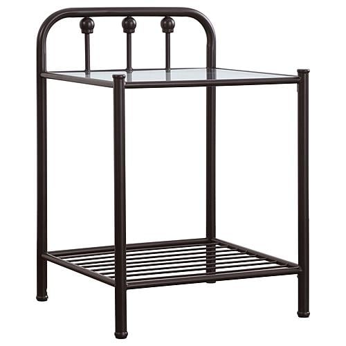 Livingston 1-shelf Nightstand w/Glass Top Dark Bronze by Coaster
