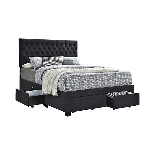 Soledad Eastern King 4-drawer Button Tufted Storage Bed Charcoal by Coaster