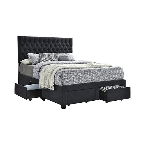 Soledad Queen 4-drawer Button Tufted Storage Bed Charcoal by Coaster