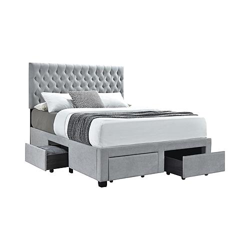 Soledad Queen 4-drawer Button Tufted Storage Bed Light Grey by Coaster