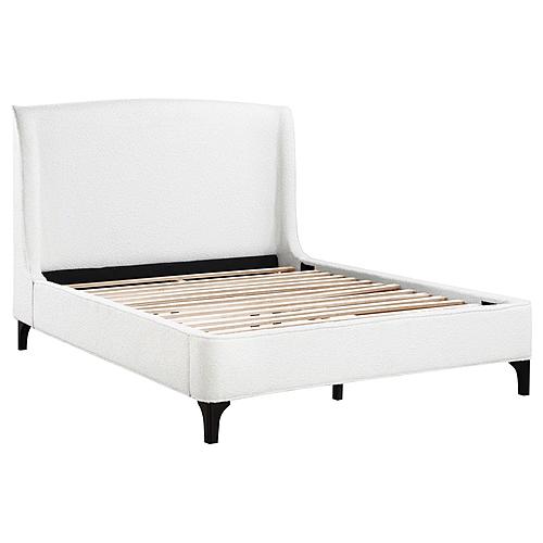 Mosby Upholstered Curved Headboard Eastern King Platform Bed White by Coaster
