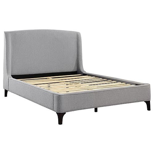 Mosby Upholstered Curved Headboard Queen Platform Bed Light Grey by Coaster