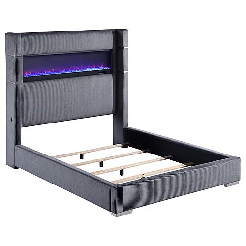 Tisdall Upholstered Flame Visualizer Bed Grey by Coaster